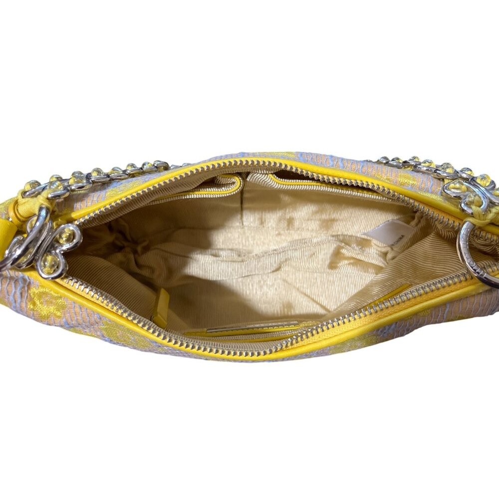 Elliott Lucca Shoulder Bag Floral Butterfly Chain Strap Yellow Tan - Picture 5 of 7